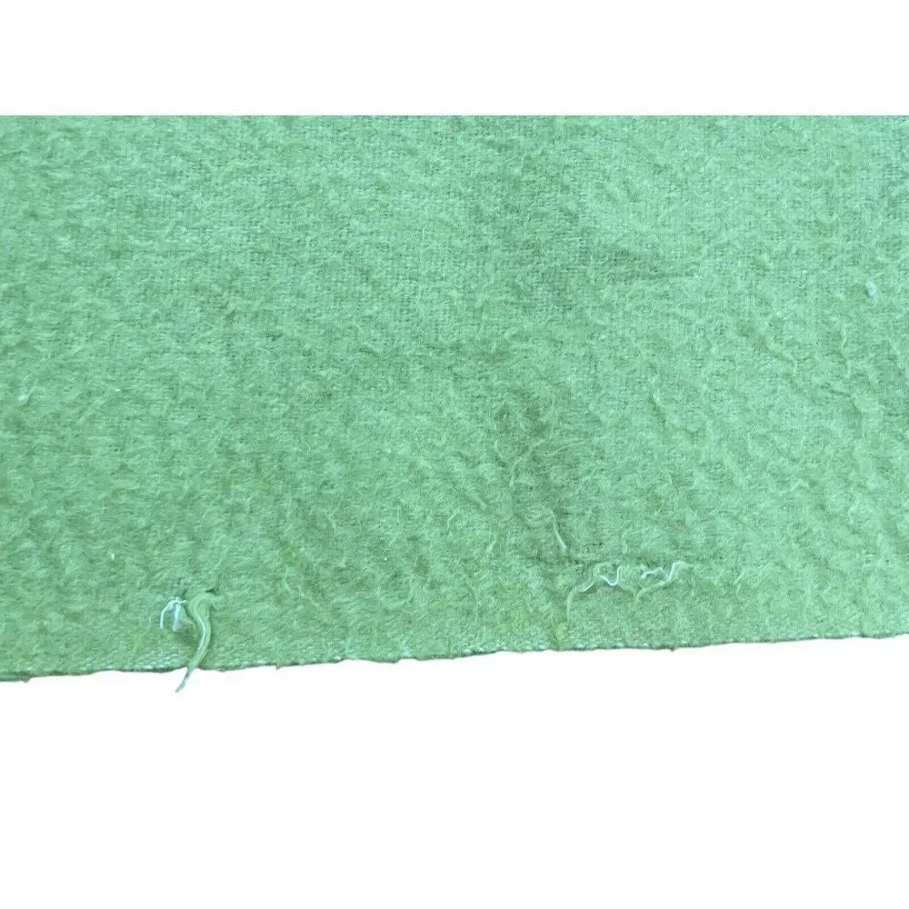 Vintage Light Green Satin Edge Blanket 80 x 66 Unique Color Bed Throw Warm Cozy